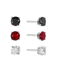 Macy's 5mm Cubic Zirconia Red, Clear and Black Trio Stud Earrings