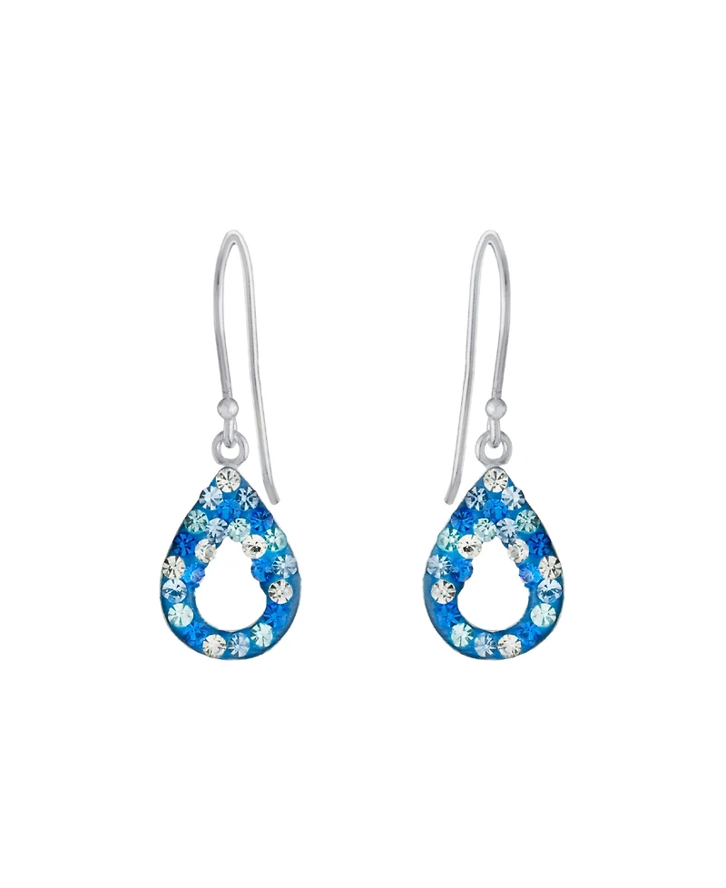 Macy's Crystal Pave Blue Multi Open Teardrop Earrings