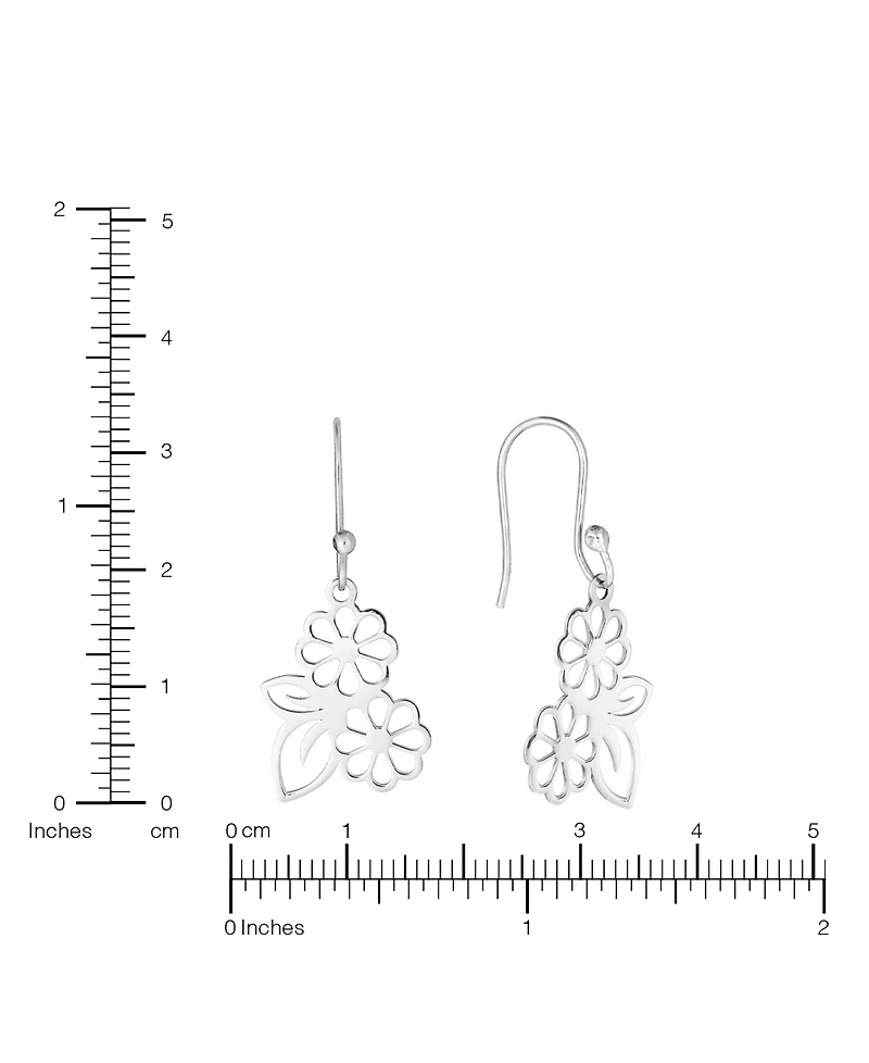 Macy's Laser Cut Double Flower Drop Earrings