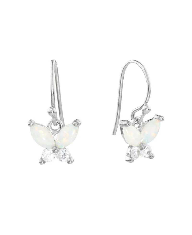 Macy's Simulated Opal and White Topaz Butterfly Drop Earrings