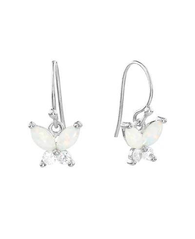 Macy's Simulated Opal and White Topaz Butterfly Drop Earrings