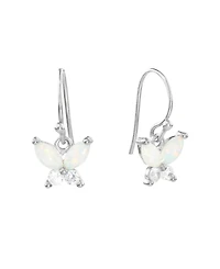 Macy's Simulated Opal and White Topaz Butterfly Drop Earrings