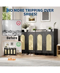 gaomon 4-Door Shoe Cabinet with Arc Edge, Particleboard Storage