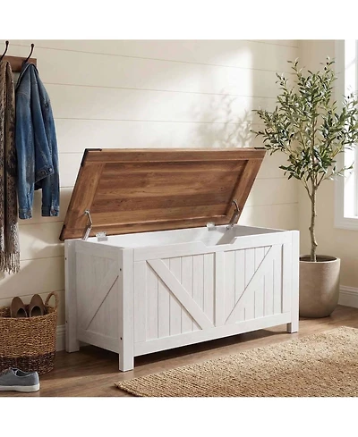 homfan Storage Bench, 39 Inch Wood Lift Top Entryway Organizer Chest with Slow Close Hinges, Coffee Table for Living Room