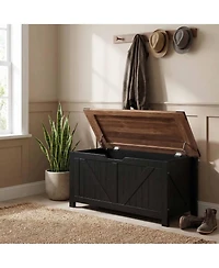 homfan Storage Bench, 39 Inch Wood Lift Top Entryway Organizer Chest with Slow Close Hinges, Coffee Table for Living Room
