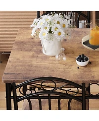 homfan Modern Dining Table Set for 4, Rectangular Kitchen Table and Chairs, Metal Frame Dining Set for Breakfast Nook, Dining Room, or Living Room