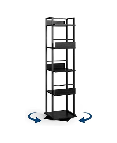 gaomon 5-Tier Rotating Corner Bookshelf Industrial Storage Wood for Small Space