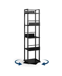 gaomon 5-Tier Rotating Corner Bookshelf Industrial Storage Wood for Small Space