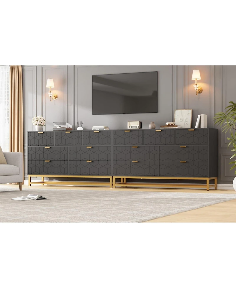 gaomon Dresser for Bedroom, 53.5" Wide Dresser Organizer, 7 Drawer with Metal Handle and Legs, Modern Chest of Drawers for Closet, Hallway