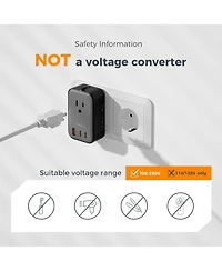 Tessan Travel Adapter Pd 20W, Universal Power Adapter 2 Usb C 1 Usb A, Ultra Thin International Plug Adaptor Worldwide Outlet for Us to European Uk