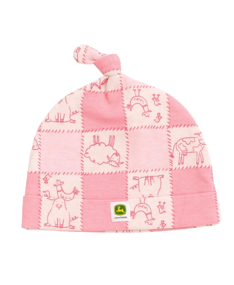 John Deere Baby Girl's (3-12) 3 Piece Bodysuit Pants and Hat Set