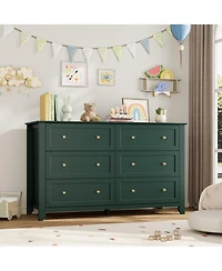 gaomon 54" Wide 6-Drawer Dresser with Metal Knobs, Modern Chest for Bedroom and Living Room
