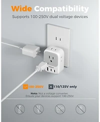 Tessan 2 Prong to 3 Prong Outlet Adapter Us to Japan Plug Adapter with 4 Outlets 3 Usb (2 Usb-c),Outlet Converter Us to Japan China Mexico Philippines