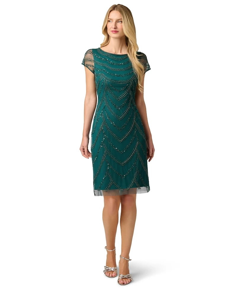 Adrianna Papell Women's Beaded Cap-Sleeve Sheath Dress