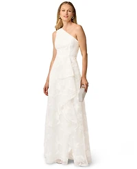 Adrianna Papell Women's Embroidered Ruffle Gown