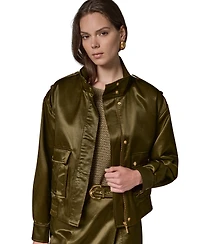 Donna Karan New York Women's Glazed Cotton Zip-Front Jacket