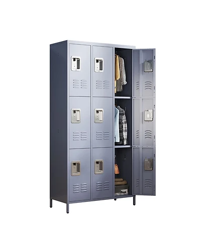 Streamdale Furniture 9-Door 72"H Metal Storage Locker Cabinet for Office, School, and Gym