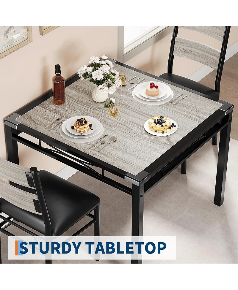 homfan Modern Dining Table Set for 2/4 - Space Saving Small Kitchen Table with Upholstered Chairs