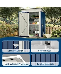 gaomon 5x3 feet Outdoor Storage Shed, 67 Cubic Feet Metal Tool Shed with Sloping Roof and Lockable Door, Compact Garden Shed for Backyard