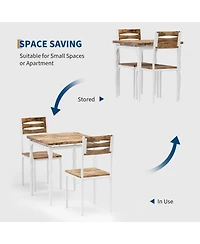 homfan Dining Table Set of 3, Wooden Kitchen with Spiral Metal Legs and Cushioned Chairs