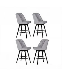 gaomon Set of 4 Upholstered Swivel Counter Stools with Backrest