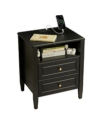 gaomon Modern 2-Drawer Nightstand with Charging Station and Open Shelf-a Compact for the Bedroom or Living Room