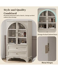 Streamdale Furniture Glass Door Display Cabinet with 2 Drawers and Adjustable Shelf