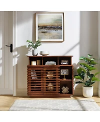 Streamdale Furniture 36.1" Farmhouse Sliding Door Sideboard Buffet and Tv Media Console
