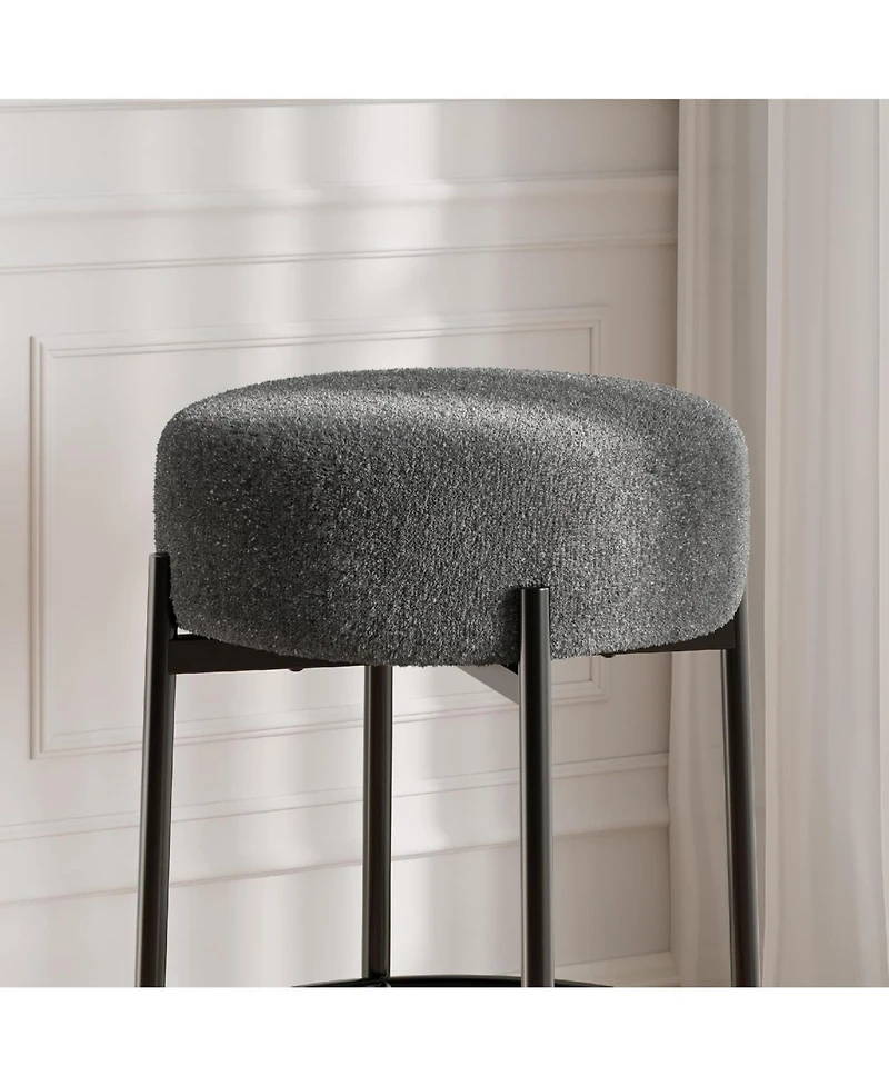gaomon 24" Round Barstools Set 4/6 Sherpa Soft Seat Counter Height Metal Legs