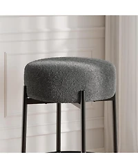 gaomon 24" Round Barstools Set 4/6 Sherpa Soft Seat Counter Height Metal Legs