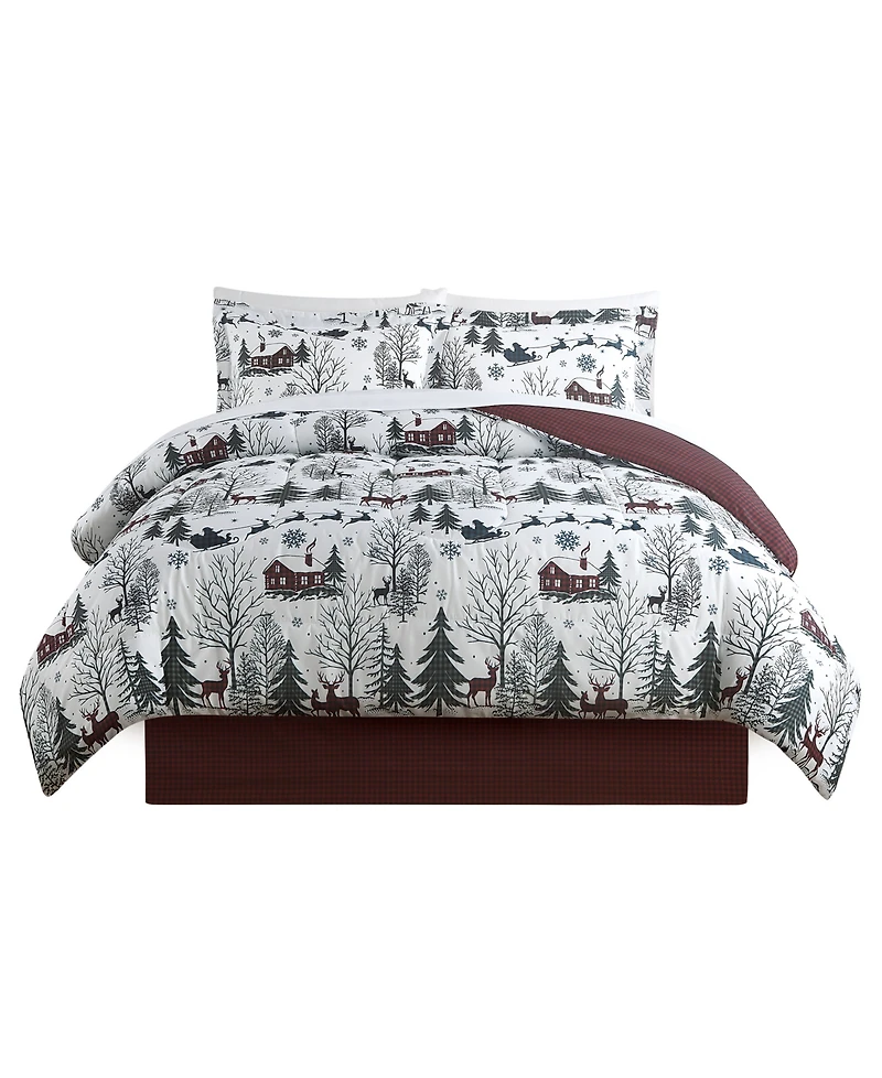 Santa Town 8-Piece Reversible Printed Microfiber Comforter Sets