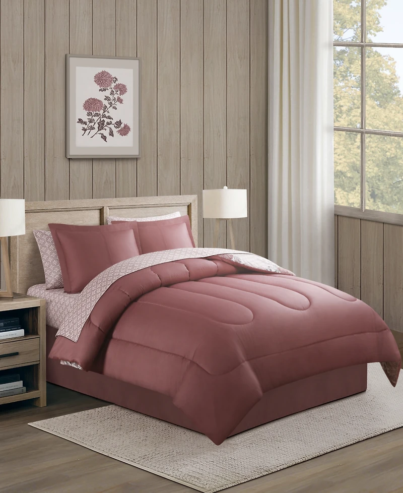 Kayla Patchwork 8-Piece Reversible Printed Microfiber Comforter Sets