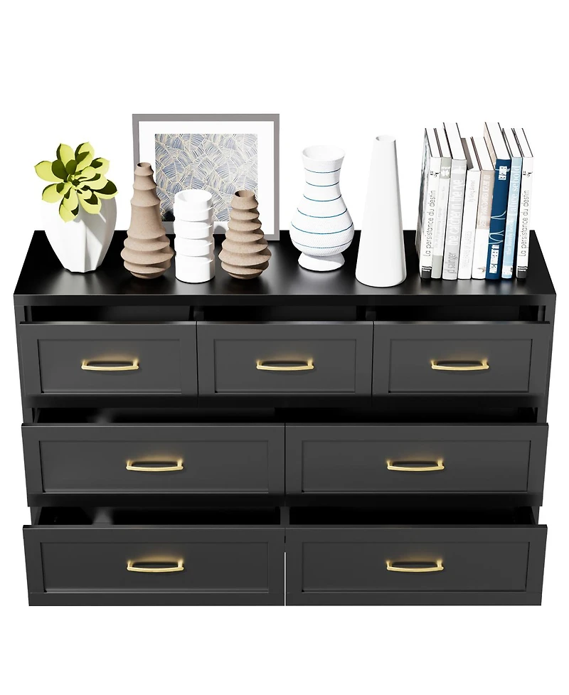 Streamdale Furniture 7-Drawer Wide Metal Storage Dresser for Bedroom and Living Room