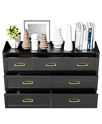 Streamdale Furniture 7-Drawer Wide Metal Storage Dresser for Bedroom and Living Room