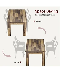 gaomon 71" Rustic Farmhouse Dining Table for 6-8, Thick Wood Top and Triangular Legs