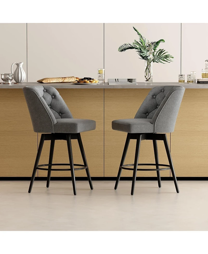 gaomon Set of 6 Upholstered Swivel Counter Stools with Backrest