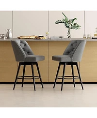 gaomon Set of 6 Upholstered Swivel Counter Stools with Backrest