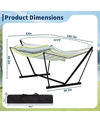 gaomon 2 Person Outdoor Hammock with Stand, Heavy Duty Portable Double Hammock with Balance Rope, Max 450 Lbs Capacity for Patio, Backyard