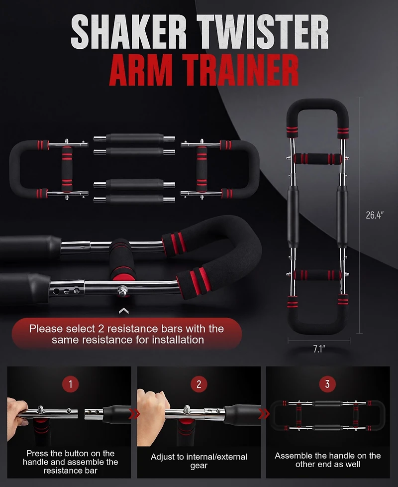 Sugift Twister Arm Trainer 90-160 lbs Adjustable Arm Chest Exerciser with 4 Springs for Men and Women