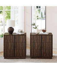 Streamdale Furniture Vintage 3-Drawer Vertical Stripe Nightstand