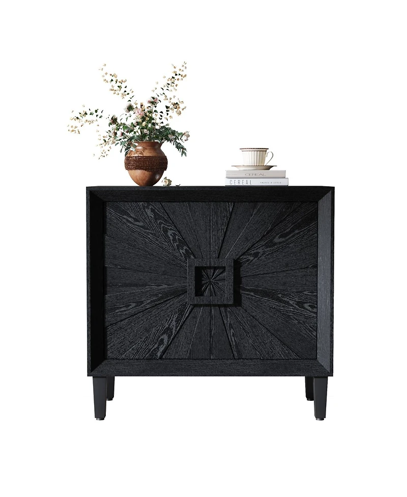 Streamdale Furniture Mid-Century Sunburst 2-Door Credenza, 31.5" Accent Storage Cabinet