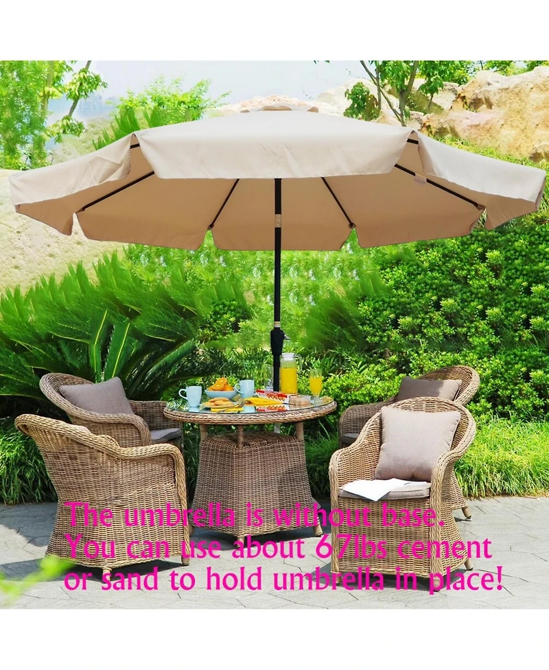 Yiortwo 10 Feet Patio Umbrella With Crank Lift And Push Button Tilt For Outdoor Dining