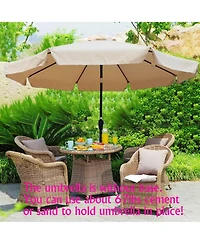 Yiortwo 10 Feet Patio Umbrella With Crank Lift And Push Button Tilt For Outdoor Dining