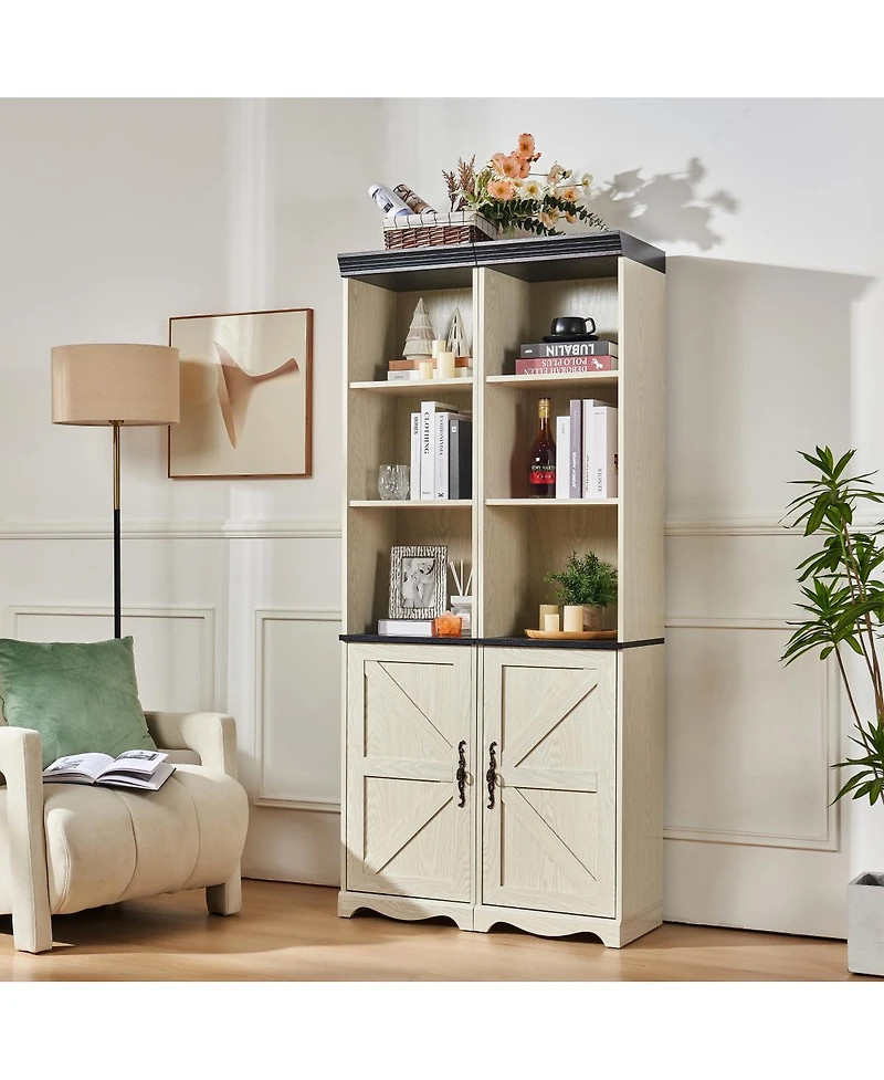 Streamdale Furniture Farmhouse Tall Storage Cabinet with Adjustable Shelves and Barn Door