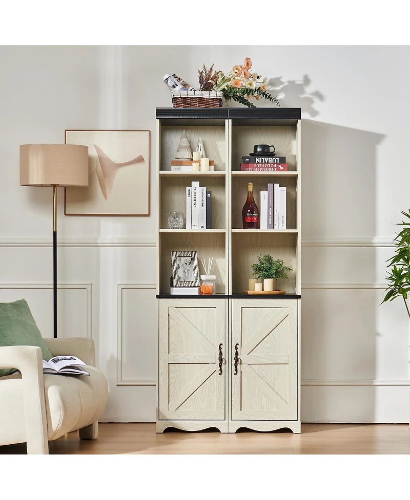 Streamdale Furniture Farmhouse Tall Storage Cabinet with Adjustable Shelves and Barn Door