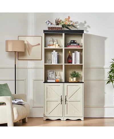 Streamdale Furniture Farmhouse Tall Storage Cabinet with Adjustable Shelves and Barn Door