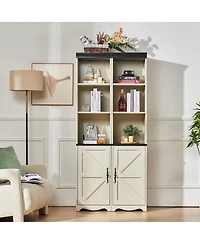 Streamdale Furniture Farmhouse Tall Storage Cabinet with Adjustable Shelves and Barn Door