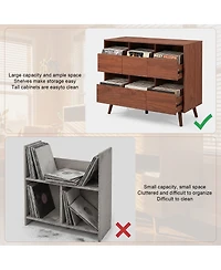 Streamdale Furniture Mid-Century Large Record Player Stand with Storage