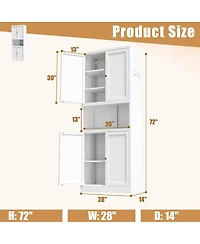 Streamdale Furniture 72" Steel Kitchen Pantry Cabinet with Countertop and Adjustable Shelves