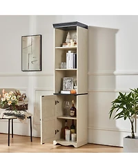 Streamdale Furniture 70.86" Tall Free-Standing 5-Shelf Wood Storage Cabinet and Bookcase